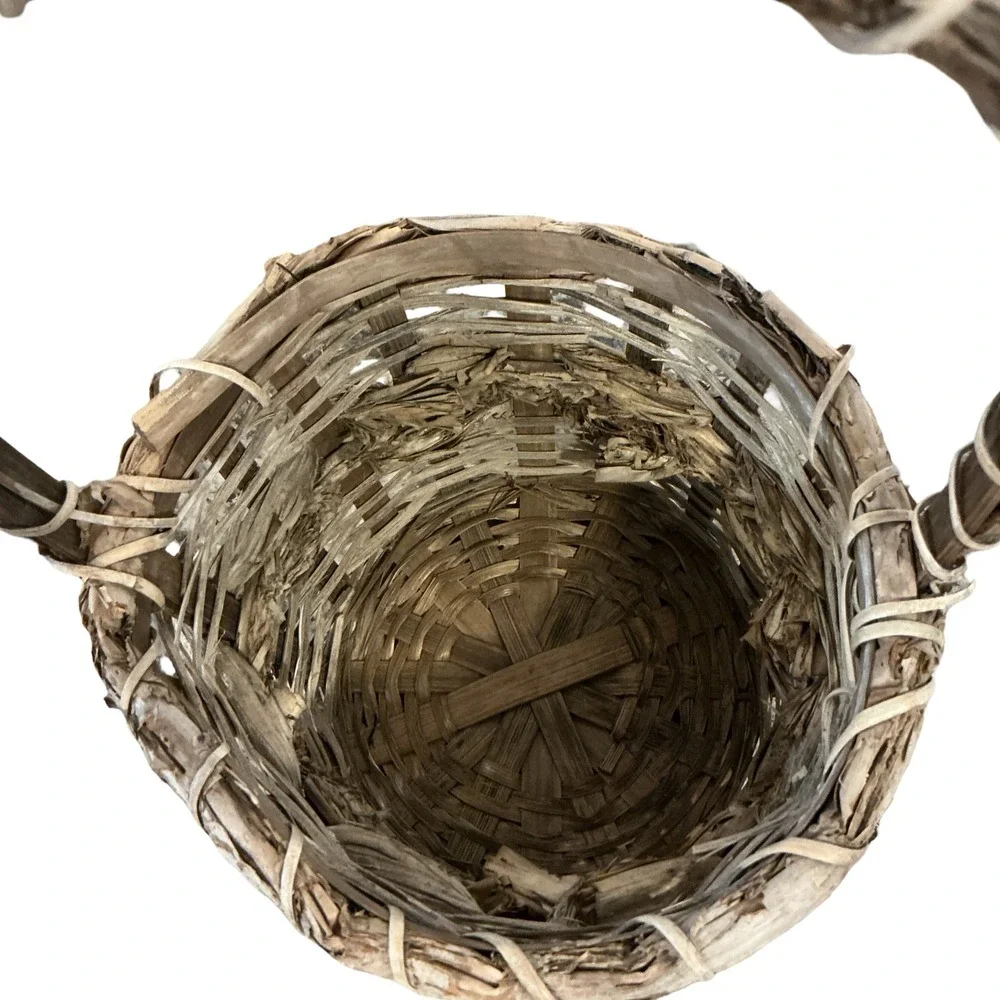 Rustic Handcrafted Twig and Grapevine Gathering Basket Brown 7x10.5x4 Small